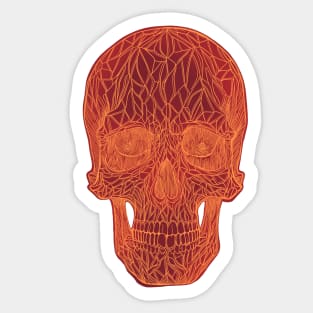 Stained glass skull - fire version, red with orange lines Sticker